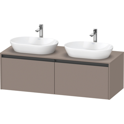 Duravit ketho meuble sous 2 lavabos avec plaque console et 2 tiroirs pour double lavabo 140x55x45.9cm avec poignées anthracite basalte mate