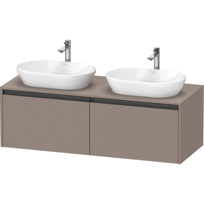 Duravit Ketho.2 Wastafelonderbouwkast - inclusief consoleplaat - met 2 laden - voor dubbele waskommen - 140x55x45.9cm - met handgrepen antraciet - basalt mat