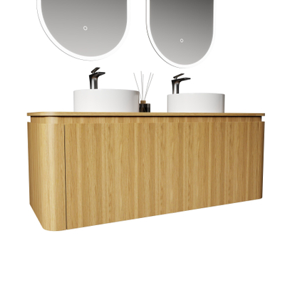 Saniclass Terra Ensemble meuble de salle de bain - 120x42x45,5 cm - plan Sandwood (chêne clair) - 2 tiroirs - Sandwood (chêne clair)