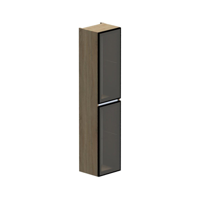 Thebalux Hoge kast 165x35x29 2x glasdeur 1x greeplijst aluminium links draaiend t.b.v. Type 1/3/5/9