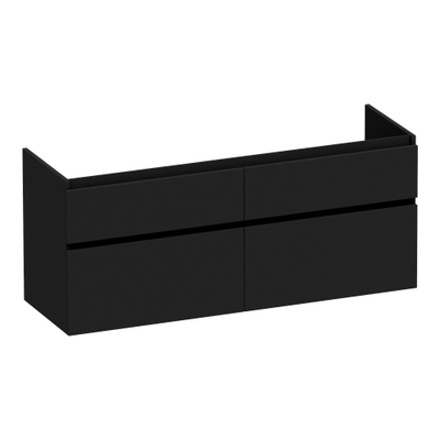 BRAUER Delight wastafelonderkast - 140x46x60cm - 4 softclose lades - greeploos - 2 sifon uitsparingen - mat zwart