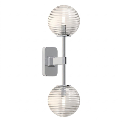 Astro Tacoma Twin Applique/Plafonnier - 230V - IP44 - bulbeux - cannelé - verre transparent - chrome