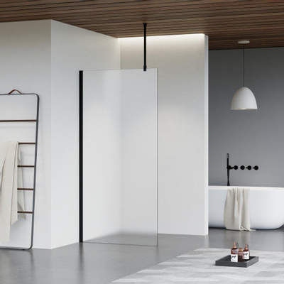 Fortifura Galeria inloopdouche - 80x200cm - glas - plafondarm - mat zwart