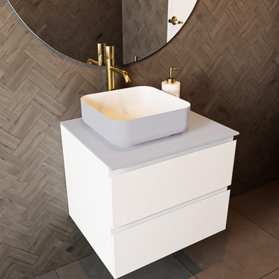 Mondiaz TOP 51 Plan de dessus - 50x51x0.9cm - adapté pour plaque de recouvrement - Solid surface - Cale