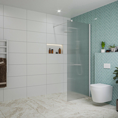 Fortifura Galeria Douche à l'italienne - 80x200cm - verre nervuré - Blanc mat