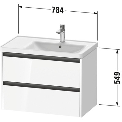 Duravit ketho meuble 2 vasques avec 2 tiroirs pour vasque à droite 78.4x45.5x54.9cm avec poignées anthracite blanc brillant