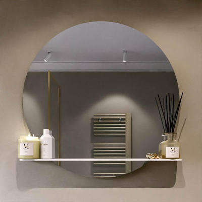 Mondiaz SPOT miroir – Ø 90 cm – avec tablette – Opalo (marbre blanc)