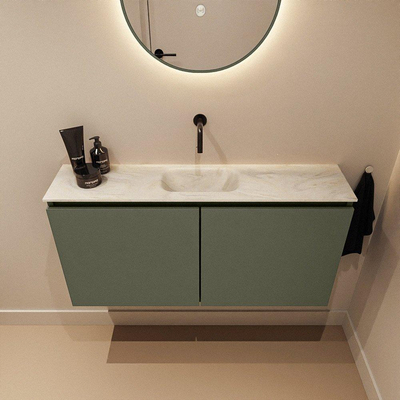 MONDIAZ TURE-DLUX Meuble WC 100 cm Army. Lavabo EDEN Ostra position milieu. Sans trou de robinet.