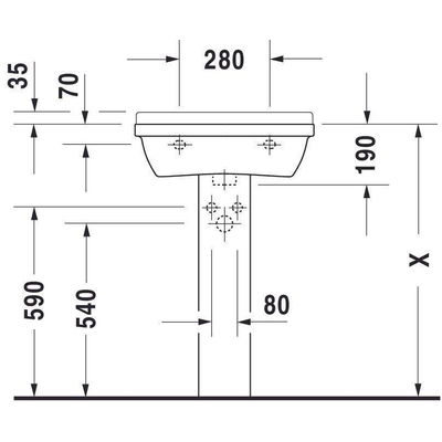 Duravit Starck 3 Philippe Starck - 3 wastafel - 55x42cm - wondergliss - wit