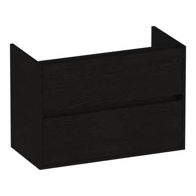 BRAUER Adore wastafelonderkast ondiep - 80x39x55cm - 2 softclose lades - greeploos - 1 sifon uitsparing - Timber Black