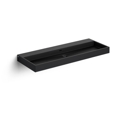 Clou Wash Me wastafel 110x42cm zonder plug Keramiek Zwart mat