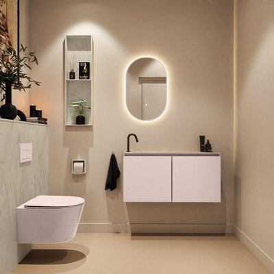 MONDIAZ TURE-DLUX 100cm toiletmeubel Rosee. EDEN wastafel Opalo positie links. Met 1 kraangat.
