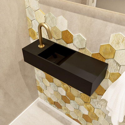 Mondiaz TYNE fontein - 60x23x12cm - wasbak links - 1 kraangat - solid surface Urban mat