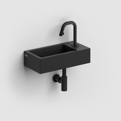 Clou Flush 3 fontein 36cm met kraangat rechts mat zwart keramiek