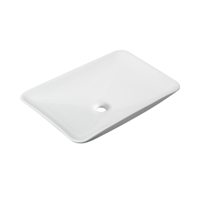 Wiesbaden Karé vasque à poser rectangulaire 58 x 36 x 11,5 cm céramique brillant blanc