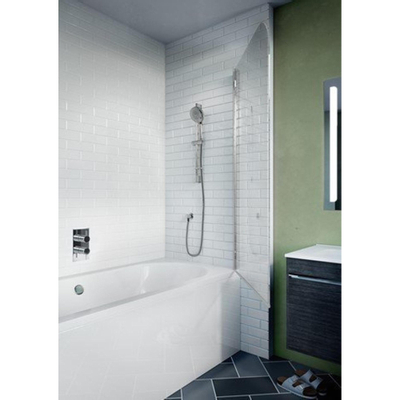 Paroi de baignoire Crosswater Kai 85x138cm 1 paroi en verre de sécurité clair de 6mm pivotante en aluminium argenté