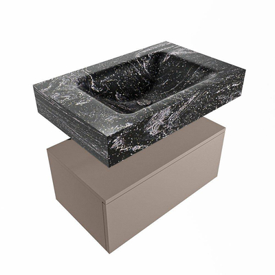 Mondiaz ALAN-DLUX Ensemble de meuble - 70cm - meuble Smoke mat - 1 tiroir - Lavabo Cloud Lava suspendu - vasque Centre - 0 trous de robinet