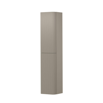INK Concept R Armoire haute - 35x35x169cm - 2 portes - angles arrondis - rainurage vertical - pour poignées - ouverture à gauche - crème coton mat