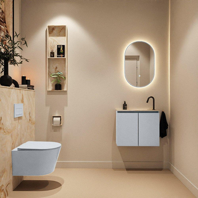 MONDIAZ TURE-DLUX 60cm toiletmeubel Clay. EDEN wastafel Frappe positie rechts. Met 1 kraangat.