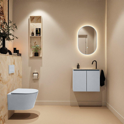 MONDIAZ TURE-DLUX Meuble toilette - 60cm - Clay - EDEN - vasque Frappe - position droite - 1 trou de robinet