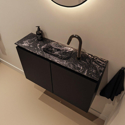 MONDIAZ TURE-DLUX meuble de toilettes 80 cm Urban. EDEN vasque Lava position centrale. Avec 1 trou de robinet.