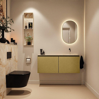 MONDIAZ TURE-DLUX Meuble toilette - 120cm - Oro - EDEN - vasque Frappe - position droite - sans trou de robinet