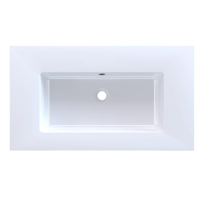 Arcqua Mira Lavabo encastré - 81x46x1.5cm - vasque simple - sans trou de robinet - marbre de synthèse - blanc brillant