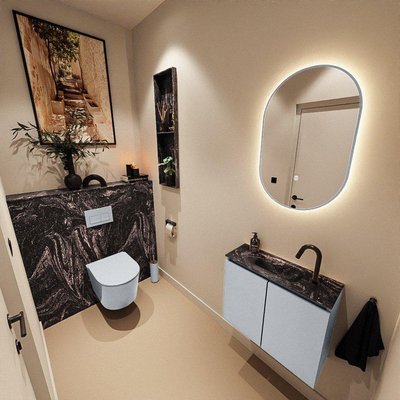 MONDIAZ TURE-DLUX 60cm toiletmeubel Clay. EDEN wastafel Lava positie midden. Met 1 kraangat.