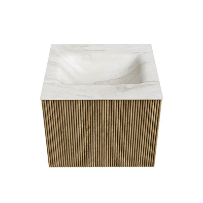 Mondiaz KURVE-DLUX Badkamermeubelset - 50x46x40cm - 1 lade - wastafel solid surface - midden - zonder kraangat - Dusk