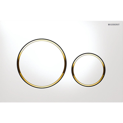 Geberit Sigma20 bedieningplaat, 2-toets spoeling frontbediening voor toilet 24.6x16.4cm wit goud wit OUTLETSTORE