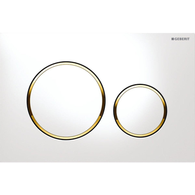 Geberit Sigma20 bedieningplaat, 2-toets spoeling frontbediening voor toilet 24.6x16.4cm wit goud wit