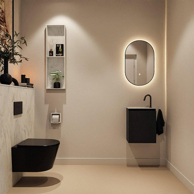 MONDIAZ TURE-DLUX Meuble toilette - 40cm - Urban - EDEN - vasque Opalo - position gauche - 1 trou de robinet