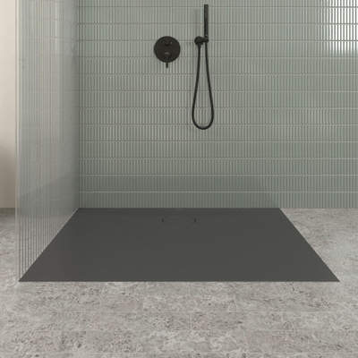 Villeroy & Boch Ecora douchebak - 120x90x3.5cm - afvoer lange zijde - anthracite (antraciet)