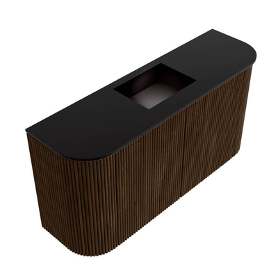 Mondiaz JOYA Meuble de salle de bains 83,2cm - arrondis gauche et droite couleur Walnut - Vasque FAYE position Milieu 1 trou de robinet couleur Urban