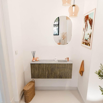 Mondiaz JOYA-DLUX 100cm toiletmeubel - kleur Dusk - Wastafel FAYE positie Rechts 1 kraangat kleur Glace.