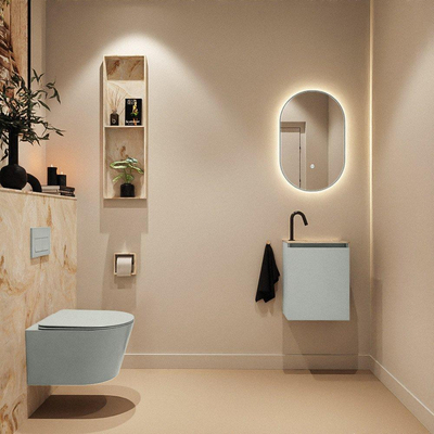 MONDIAZ TURE-DLUX Meuble toilette - 40cm - Greey - EDEN - vasque Frappe - position droite - 1 trou de robinet
