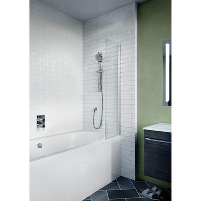 Crosswater Kai Pare-baignoire 20x128cm avec verre de sécurité 6mm clair gauche et droite aluminium argenté