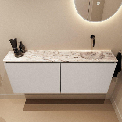 MONDIAZ TURE-DLUX 120cm toiletmeubel Linen. EDEN wastafel Glace positie rechts. Zonder kraangat.