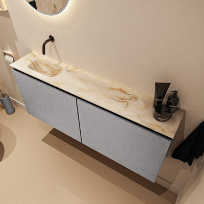 MONDIAZ TURE-DLUX 120cm toiletmeubel Plata. EDEN wastafel Frappe positie links. Zonder kraangat.
