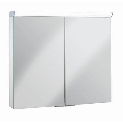 Crosswater Cabinet Lustro Spiegelkast - 80x70cm - LED verlichting - 2 deuren - IP44 - mirror glass (zilver)