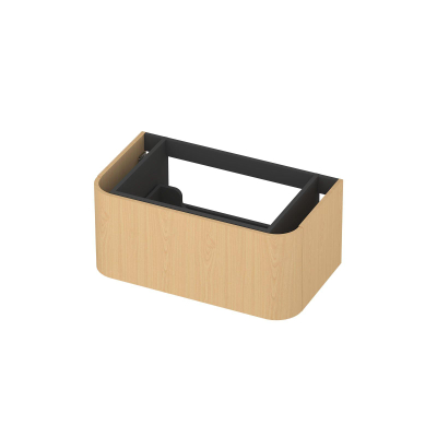 INK Concept R Wastafelonderkast - 80x45x35cm - 1 lade - opliggende grepen - afgeronde hoeken - MDF - light veneer