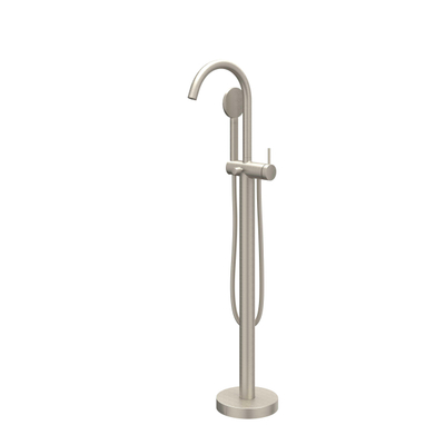 IVY Bond Robinet de baignoire sur pied - douchette à main - jet satiné - flexible de 150 cm - bec pivotant - nickel brossé PVD