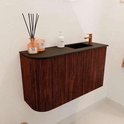 Mondiaz JOYA 71.6cm toiletmeubel - ronding links kleur Ruby - Wastafel FAYE positie Rechts 1 kraangat kleur Urban.
