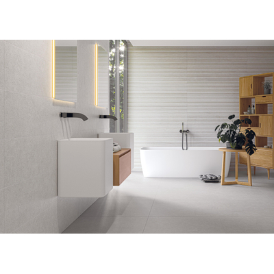 Cifre Ceramica Borneo - Carrelage mural - 30x75cm - rectifié - effet béton - White mat (blanc)