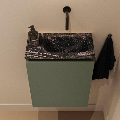 MONDIAZ TURE-DLUX Meuble toilette - 40cm - Army - EDEN - vasque Lava - position droite - sans trou de robinet