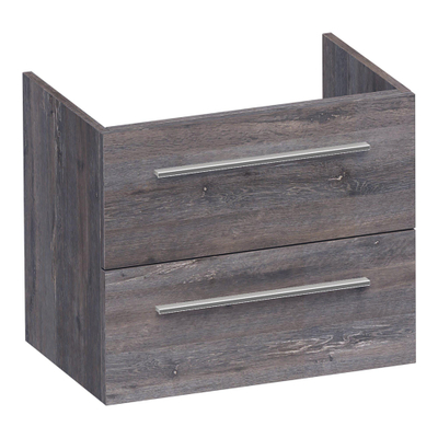 BRAUER Trust meuble sous lavabo peu profond 60 excl. poignées à poser 2 tiroirs softclose et 1 découpe pour le siphon - Bois flotté