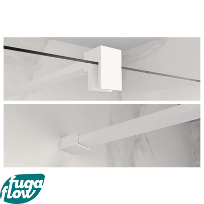 FugaFlow Eccelente Vetro douche à l'italienne salle de bain tige de stabilisation prolongée 200cm détachée avec matériel de fixation - blanc mat