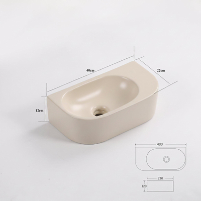 QeramiQ Pure Fontein - 40x22x12cm - glad - halfrond - zonder kraangaten - keramiek - linnen