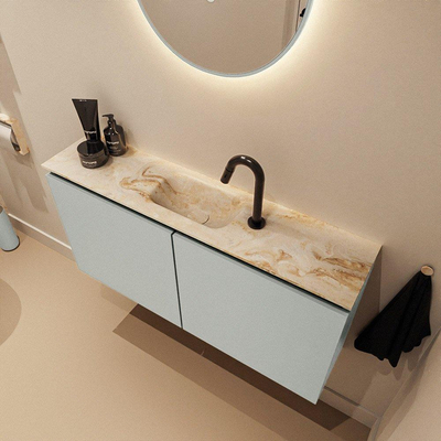 MONDIAZ TURE-DLUX 100cm toiletmeubel Greey. EDEN wastafel Frappe positie midden. Met 1 kraangat.