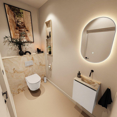 MONDIAZ TURE-DLUX 40cm toiletmeubel Linen. EDEN wastafel Frappe positie rechts. Zonder kraangat.